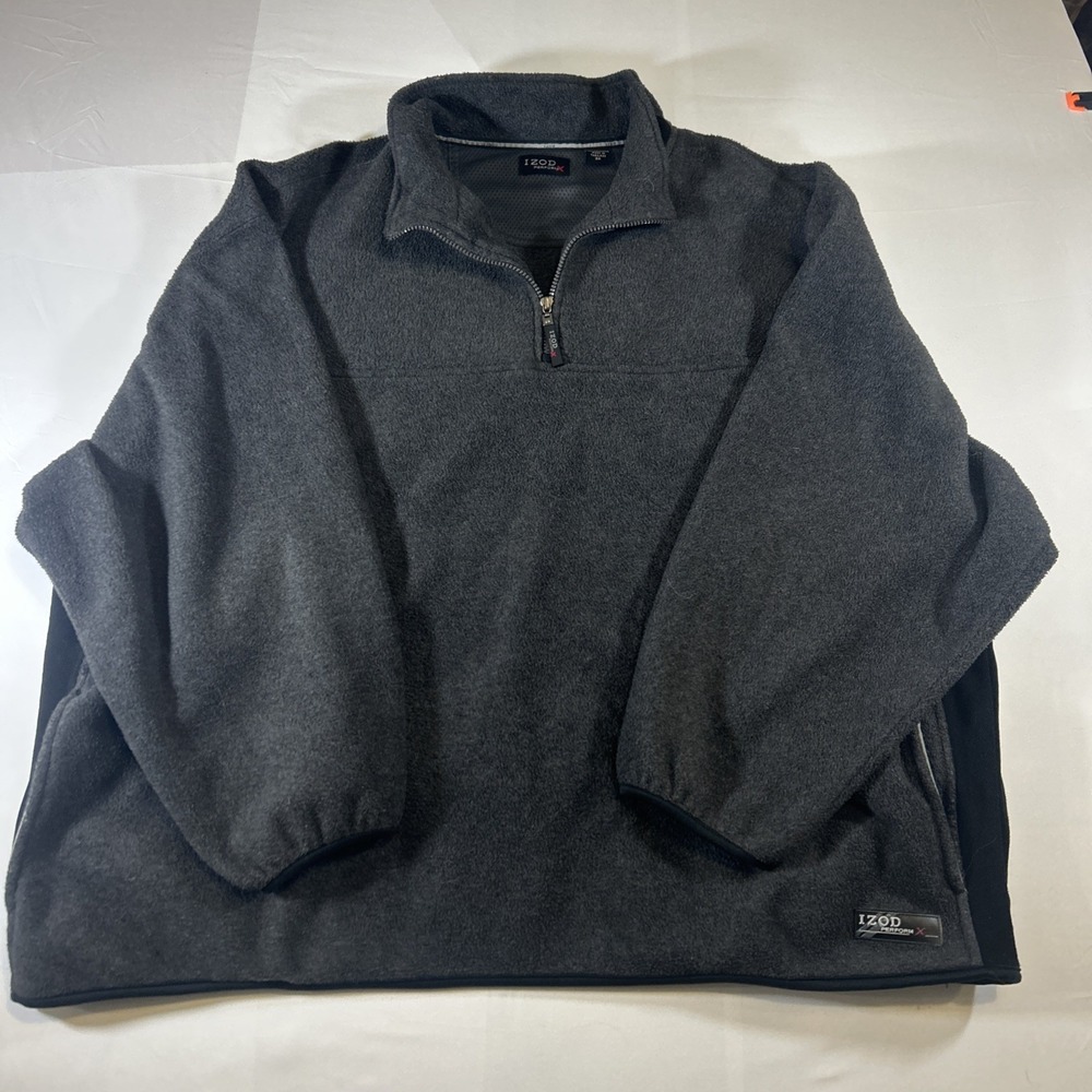 IZOD Sweatshirt Mens 3XL Gray 1/4 Zip Mock Neck Fleece Pullover PerformX Logo - Picture 4 of 5